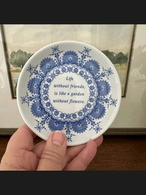 Blue Floral Quote Trinket Dish By SPODE